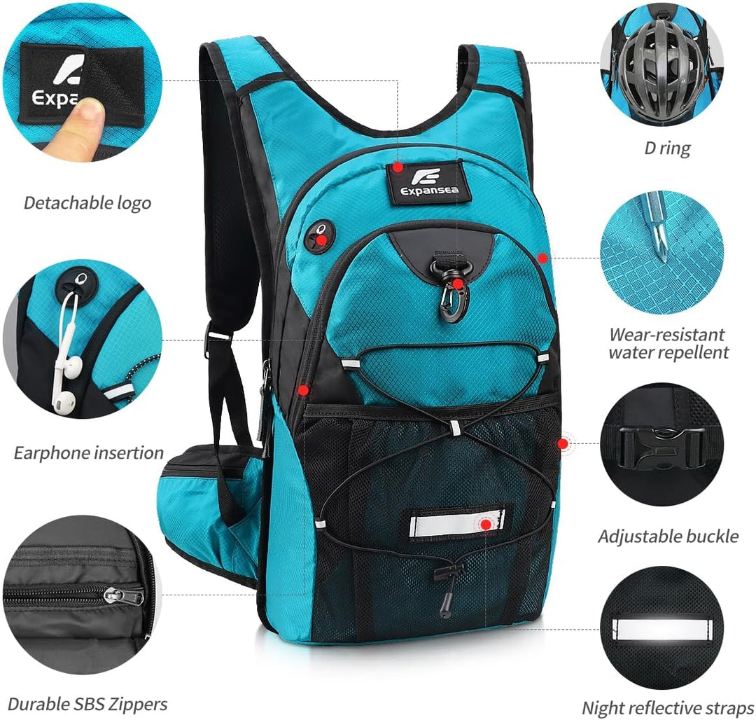 Trinkrucksack mit Trinkblase 3L BPA-Frei, Wasserdichter Outdoor-Rucksack, Rucksack mit Trinksystem,