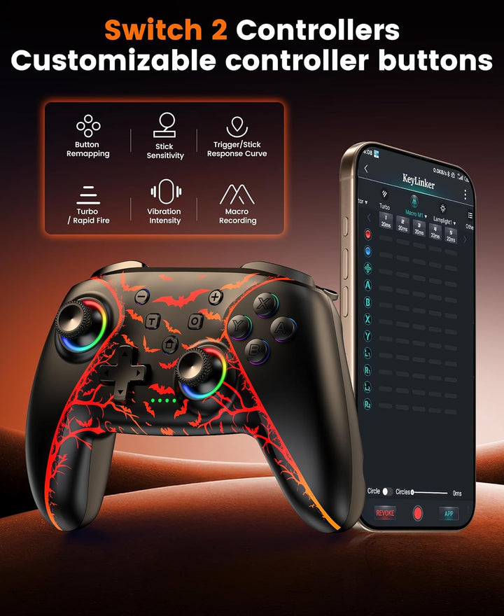 Switch 2 Controller für Switch/Switch OLED/Switch Lite,RGB Lichteffekte Pro Controller Wireless mit