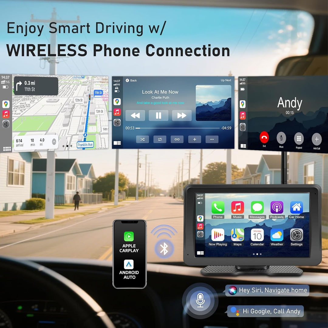 URVOLAX Rückfahrkamera Kabellos Funk: Tragbares 7 Zoll Apple CarPlay/Android Auto - 10.000mAh Akku B
