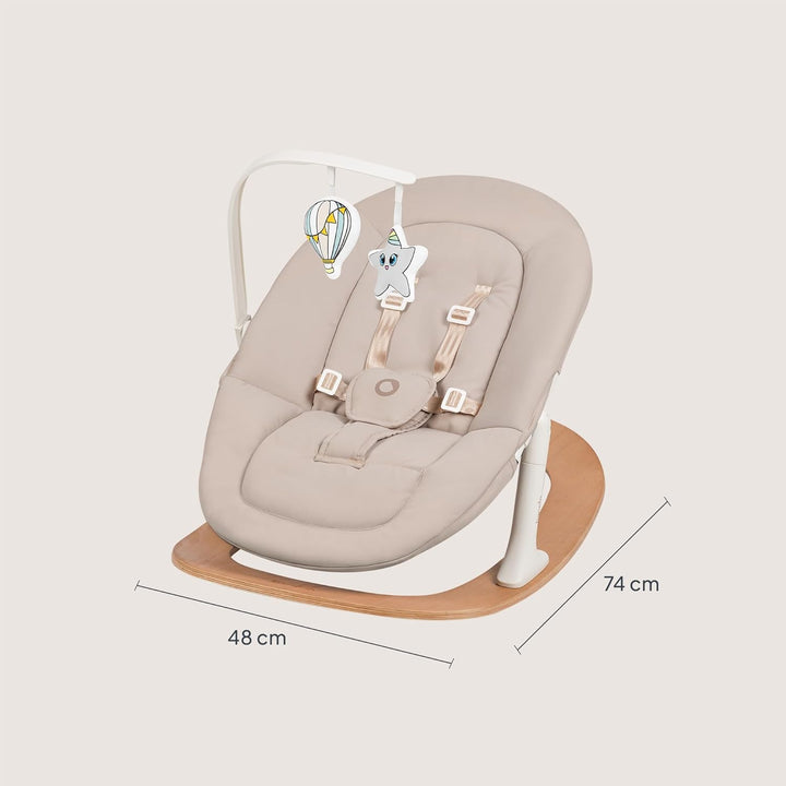 Lionelo Celia Rocker Babywippe ab Geburt bis 9 kg, verstellbare Rückenlehne, 5-Punkt-Gurt, Spielboge