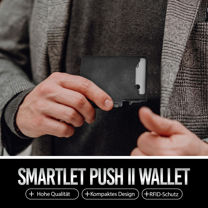 GenTo - Slim Wallet mit Münzfach - Geldbeutel Herren für 10 Karten - Geldbörse mit RFID Schutz - Sma