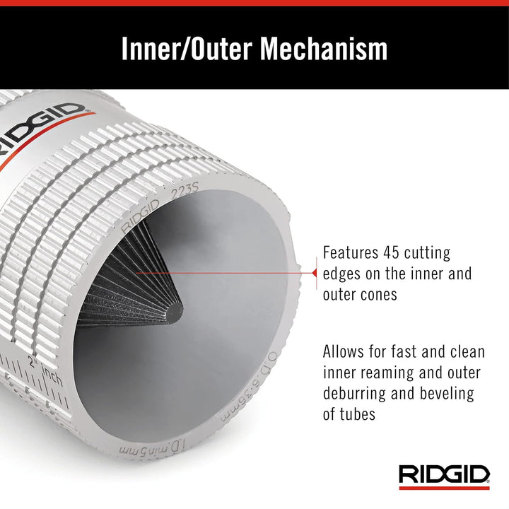 RIDGID 29983 Modell 223S Innen-/Aussenentgrater, 6 mm bis 36 mm Entgrater, Innenrohrentgrater, Ausse