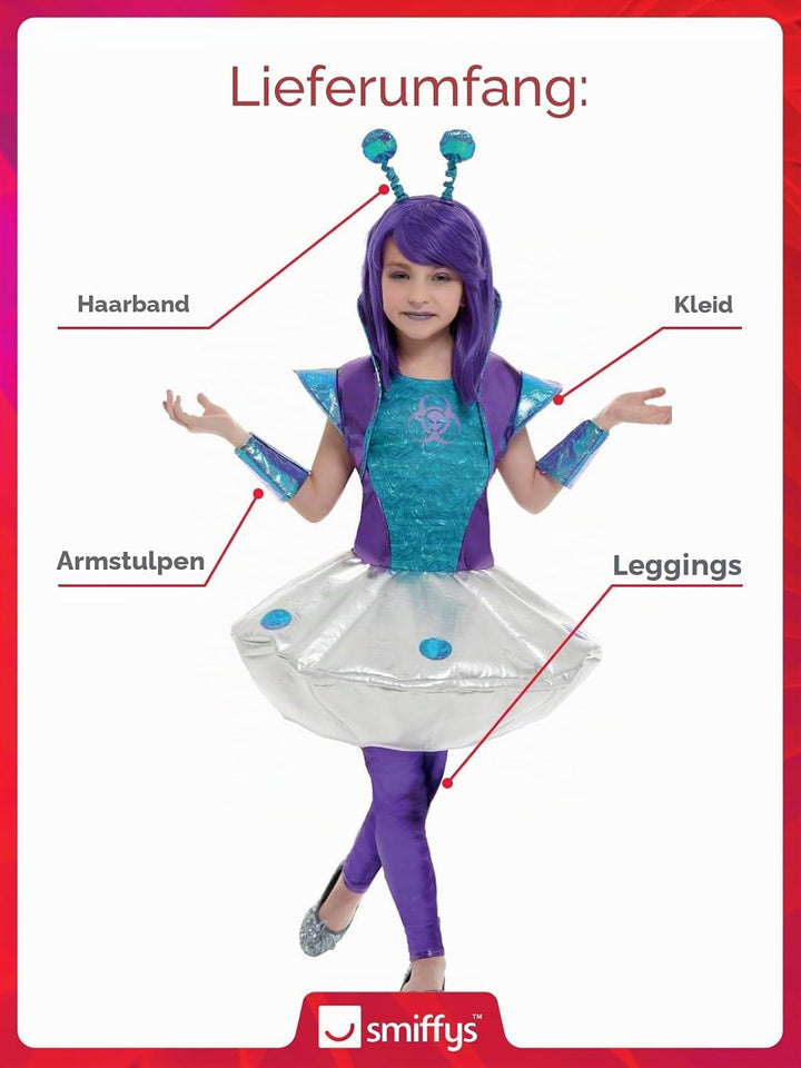 Alien Girl Costume, Silver (S) S - 4-6 Jahre Silber, S - 4-6 Jahre Silber