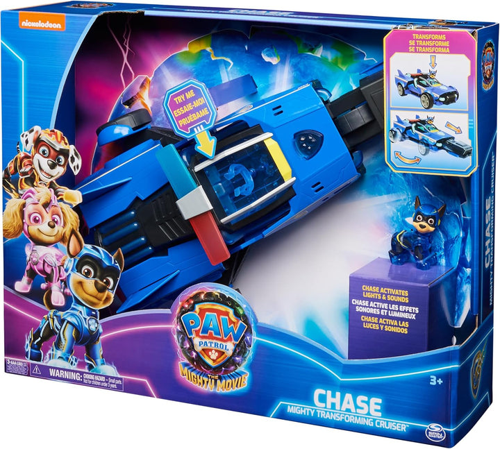 Paw Patrol: Der Mighty Kinofilm, 40cm langes Chase Deluxe Superhelden-Raketenfahrzeug inkl. Chase Fi
