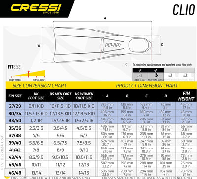 Cressi Clio zum Flossen Schwimmen, Apnoe und Schnorcheln 43/44 Schwarz, 43/44 Schwarz