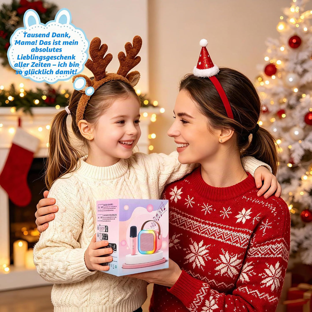 Karaoke Maschine für Kinder,Mini Karaoke Maschine mit 2 kabellosen Mikrofonen,Geburtstagsgeschenk fü
