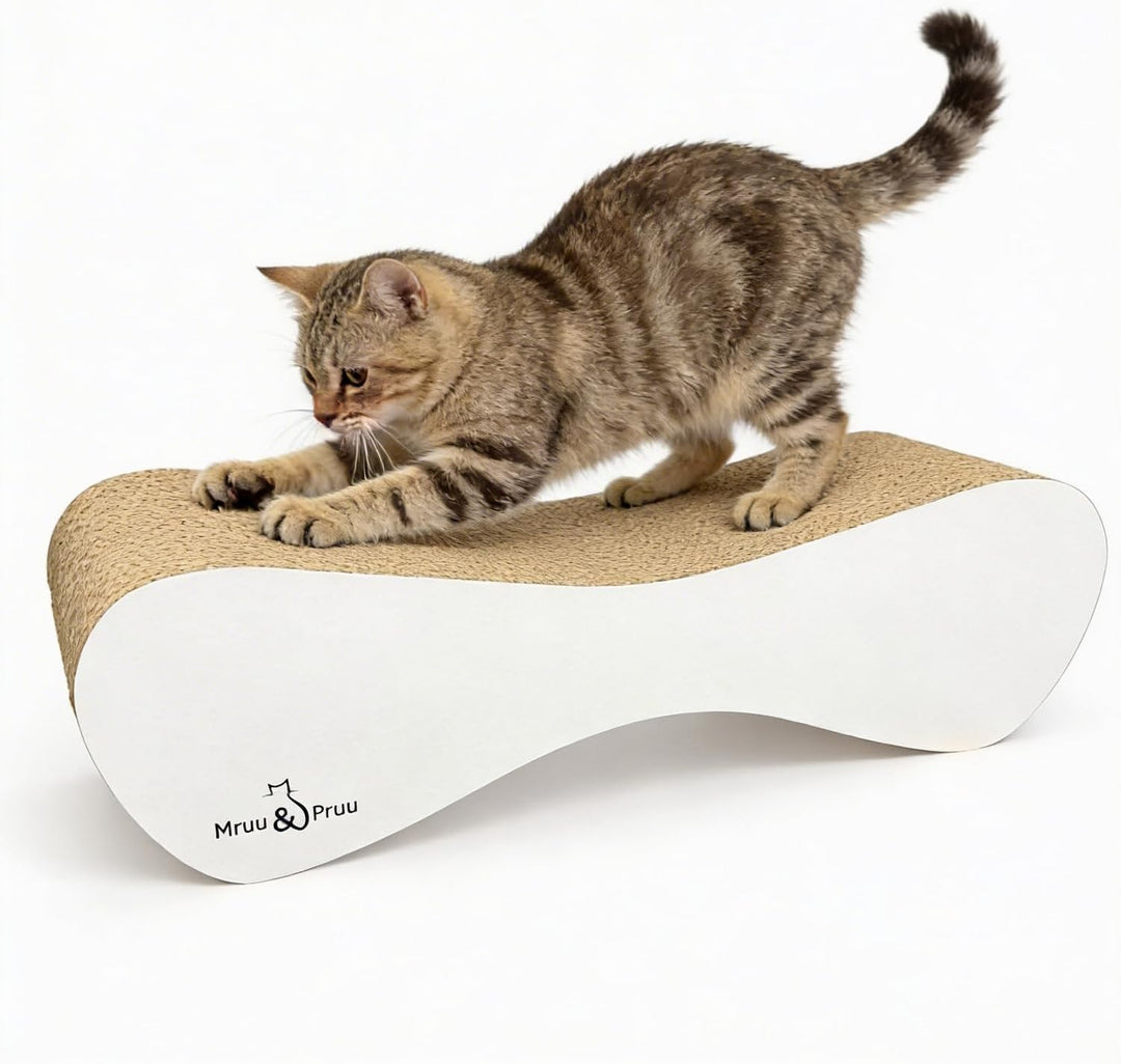 Mruu&amp;Pruu Katzenkratzbaum Kratzpappe Mimi – Kratzbrett &amp; Katzenliege aus Wellpappe, extra stabil bis