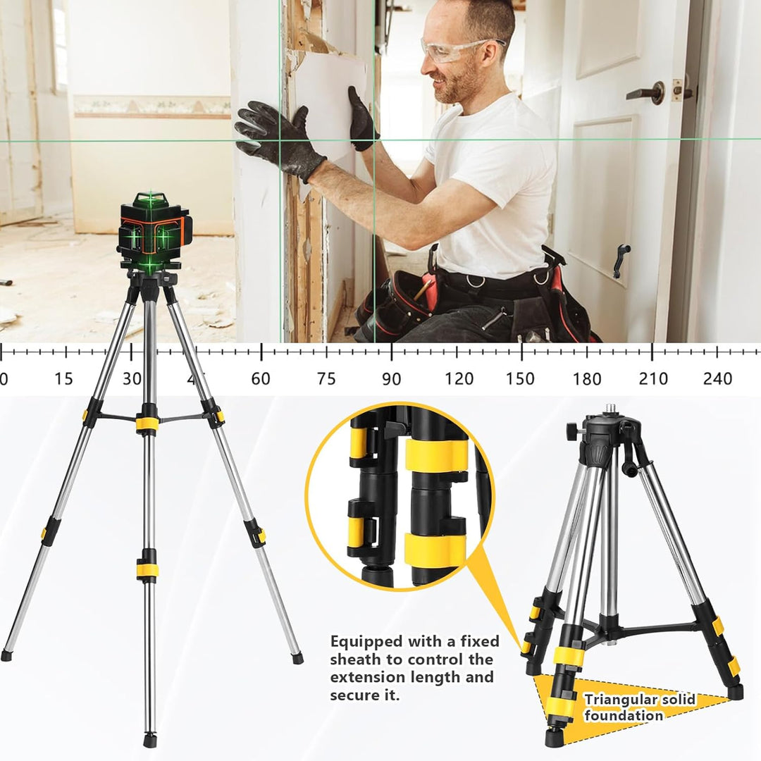 Baustativ für Laser und Nivelliergeräte, 5/8" Gewinde Schnittstelle mit 1/4" Adapter, Edelstahl Trip