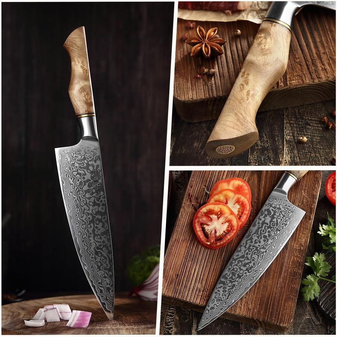 HEZHEN Kochmesser-Professional-21cm Damaststahl, Küchenmesser VG10 Hochwertiges Kochwerkzeug der Gyu