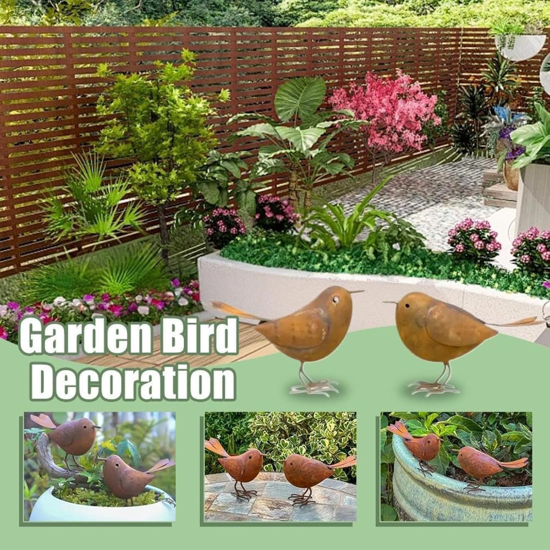 2 Stück Gartendeko Metall Deko Vögel, Outdoor und Garten Vintage Singvogel Figuren Gartenstecker Ros