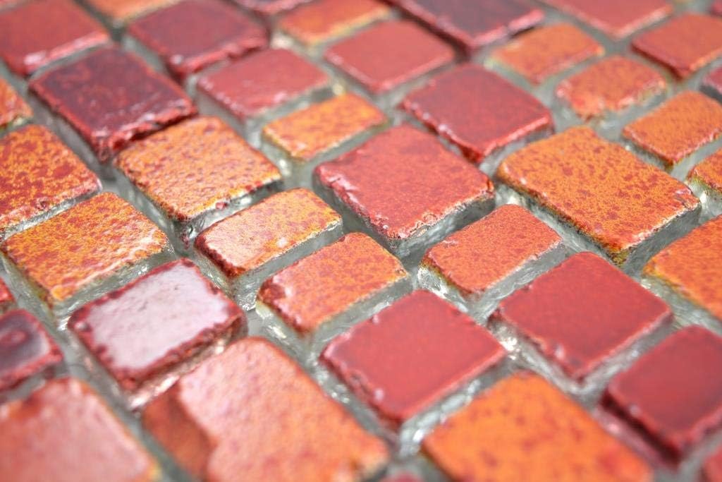 Transparentes Crystal Mosaik Glasmosaik rot Wand Küche Bad Fliesenspiegel|85-0009_f|10 Mosaikmatten