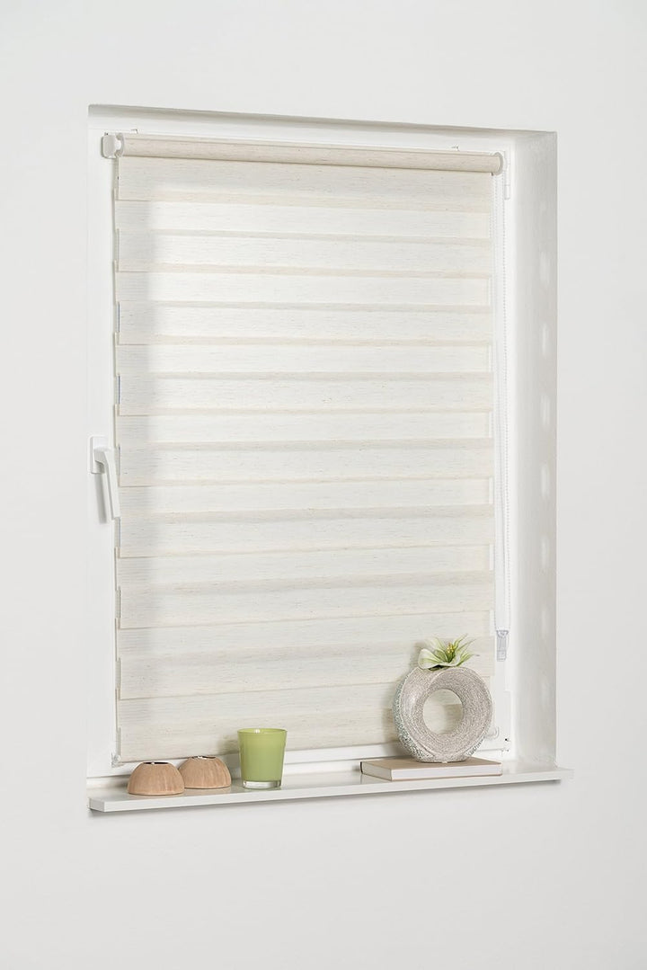 K-home Klemmfix Doppelrollo Andorra ohne Bohren Beige 70 x 200 cm (B x L) 70 x 200 cm Beige, 70 x 20
