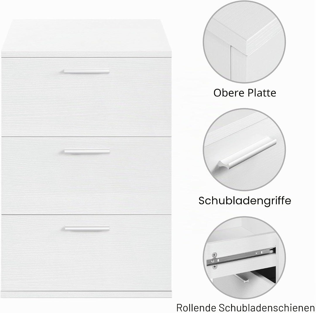Yaheetech 2 x Nachtschrank Nachttisch Boxspringbett Nachtkommode mit 3 Schubladen 60cm hoch Beistell