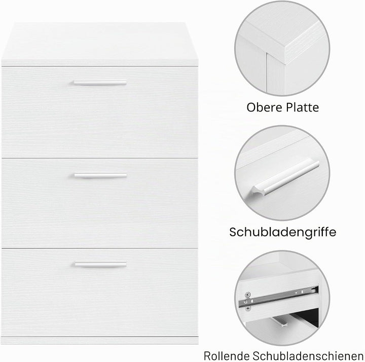 Yaheetech 2 x Nachtschrank Nachttisch Boxspringbett Nachtkommode mit 3 Schubladen 60cm hoch Beistell
