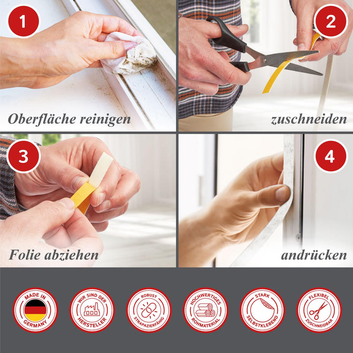 The Felt Store Filzband selbstklebend 40 mm breit, 1,5 mm dick, 5 m lang, weiss, vielseitiger Filzst