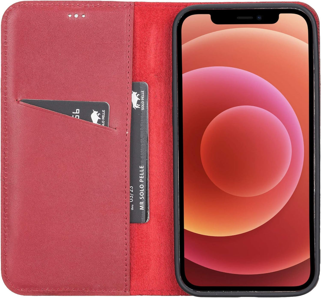 Solo Pelle aufklappbare Lederhülle kompatibel für iPhone 12 Pro Max in 6.7 Zoll inkl. 1 Kartenfach f