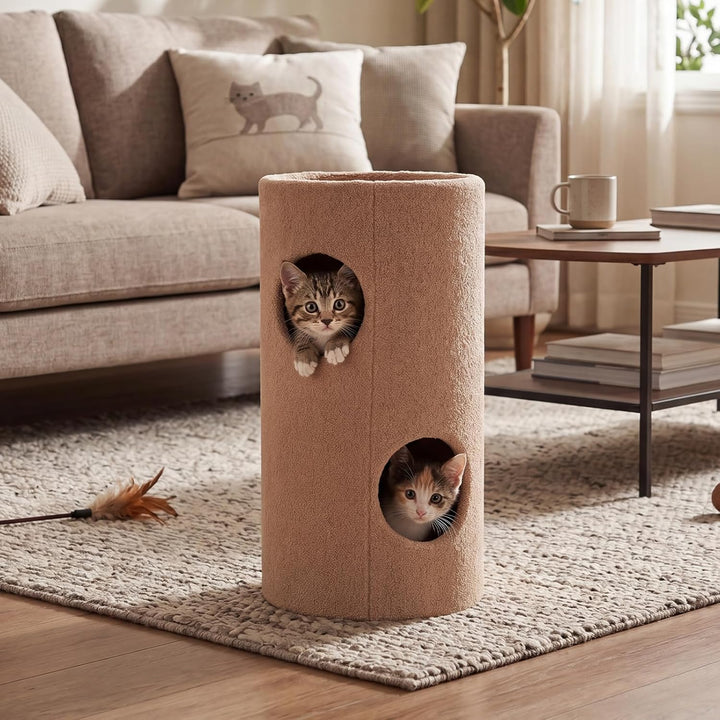 SOARS Kratztonne für Katzen, 66 cm Katzentonne mit 2 Höhlen, Sisal-Kratzmatte, Plüsch Katzenhöhle, K