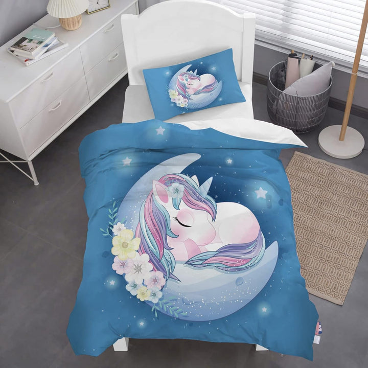 Caregchrisj Einhorn-Bettbezug 120 x 150 cm, für Kinder, Mädchen, Bettwäsche aus Mikrofaser mit Reiss