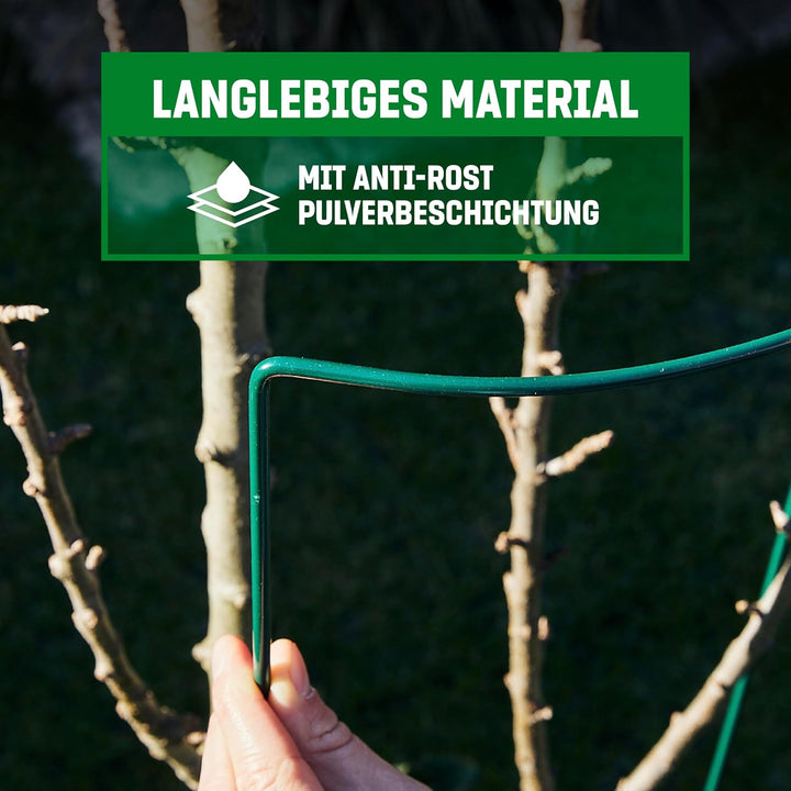 GardenGloss® Strauchstützen aus beschichtetem Stahl (10 Stück) - Staudenhalter halbrund 70cm x 40cm
