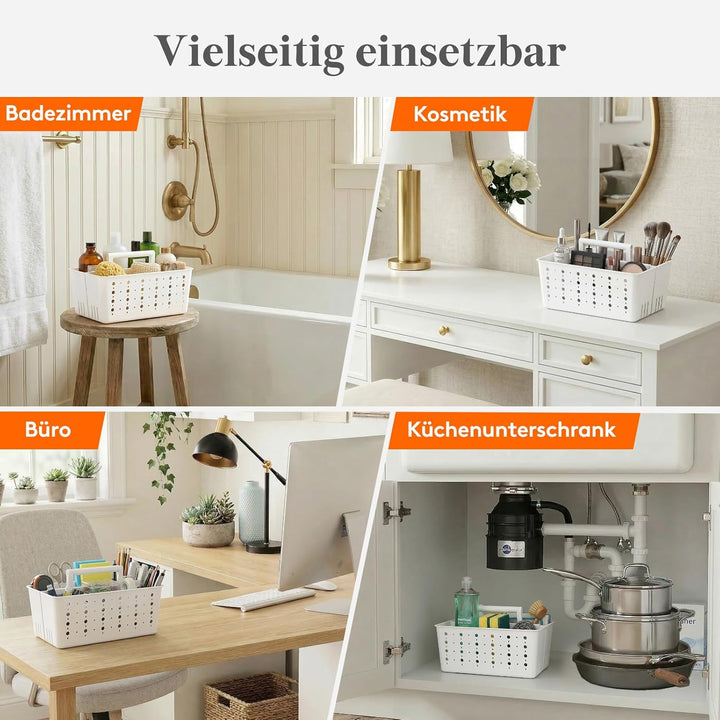 Lifewit Tragbarer Kunststoff Duschkorb mit Fächern und Griff, Putzmittel Organizer und Badezimmer Au