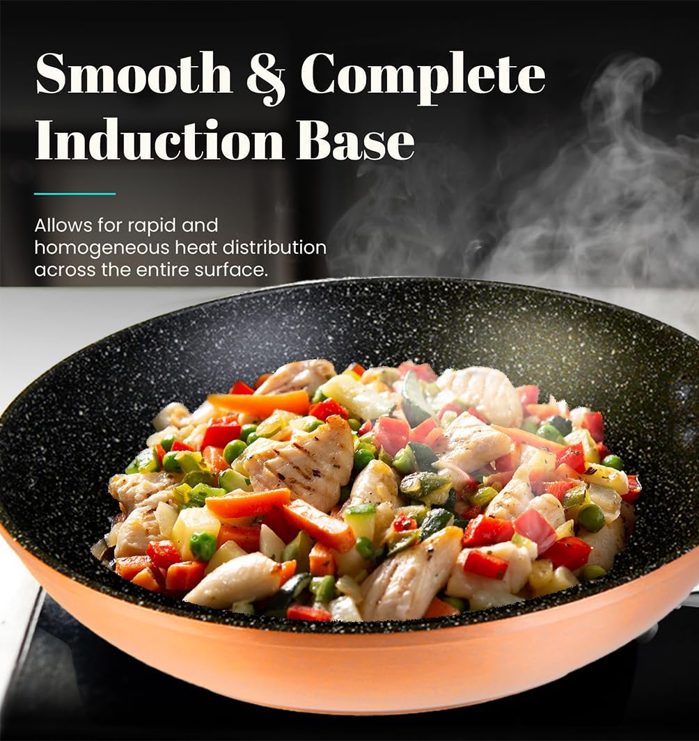 WECOOK! Professional Bratpfanne 24 cm, Ökologischer Antihaft-Stein ohne PFOA, Geschmiedetes Aluminiu