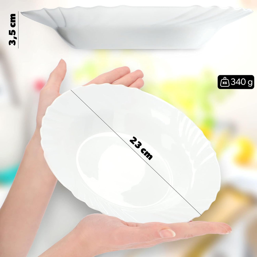 KADAX Tiefer Teller ∅ 23 cm, 3er Set, minimalistischer Suppenteller aus gehärtetem Glas, Tellerset,