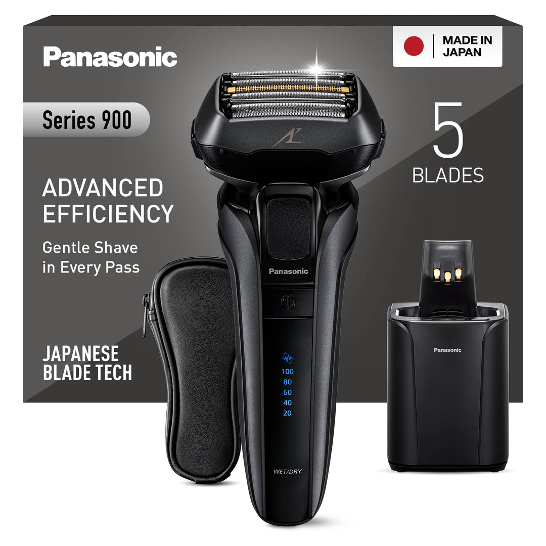 Panasonic Series 900 Premium Nass- und Trocken Rasierer ES-LV9U, 5-fach-Scherkopf mit Linearmotor un