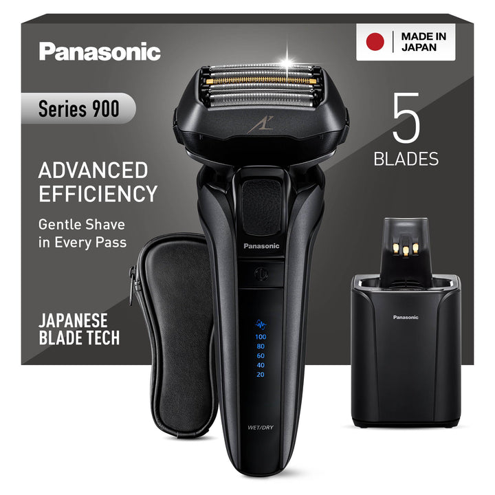 Panasonic Series 900 Premium Nass- und Trocken Rasierer ES-LV9U, 5-fach-Scherkopf mit Linearmotor un