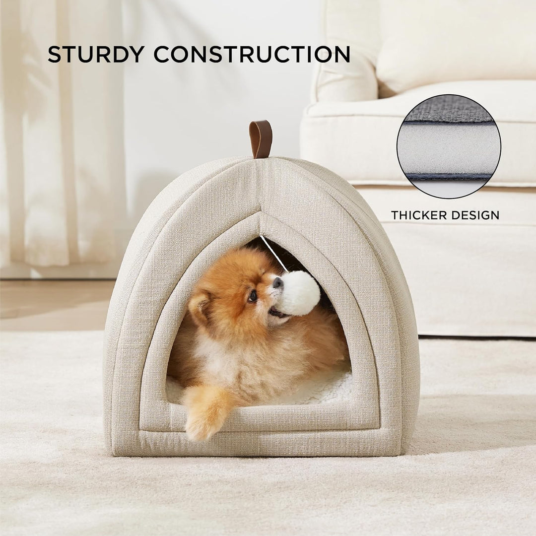 BEDSURE Katzenbett grosse Katzen Katzenhöhle- 44x44x44 cm Katzenhaus Indoor mit abnehmbarem Sherpa K