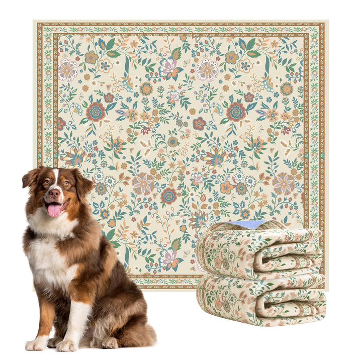 Baodan Welpen Unterlagen Waschbar, 2 Pack PIPI Matten für Hunde 122x122 cm | Blumenmuster inkontinen