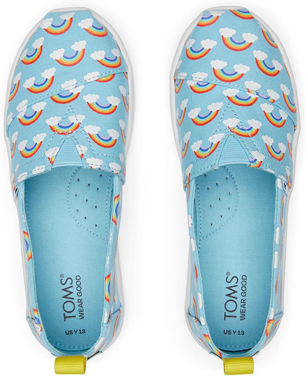 TOMS Mädchen Classic Alpargata Flacher Slipper 36 EU Blaue im Dunkeln Leuchtende Regenbögen, 36 EU B