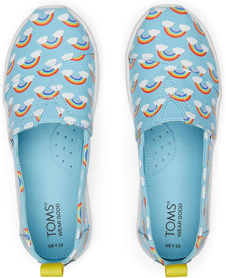 TOMS Mädchen Classic Alpargata Flacher Slipper 36 EU Blaue im Dunkeln Leuchtende Regenbögen, 36 EU B