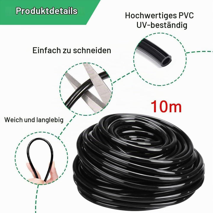 10 Mt Bewässerung Rohr Bewässerungsschlauch 8 / 11mm Garten Tropf PVC Rohr Bewässerung Bewässerungss