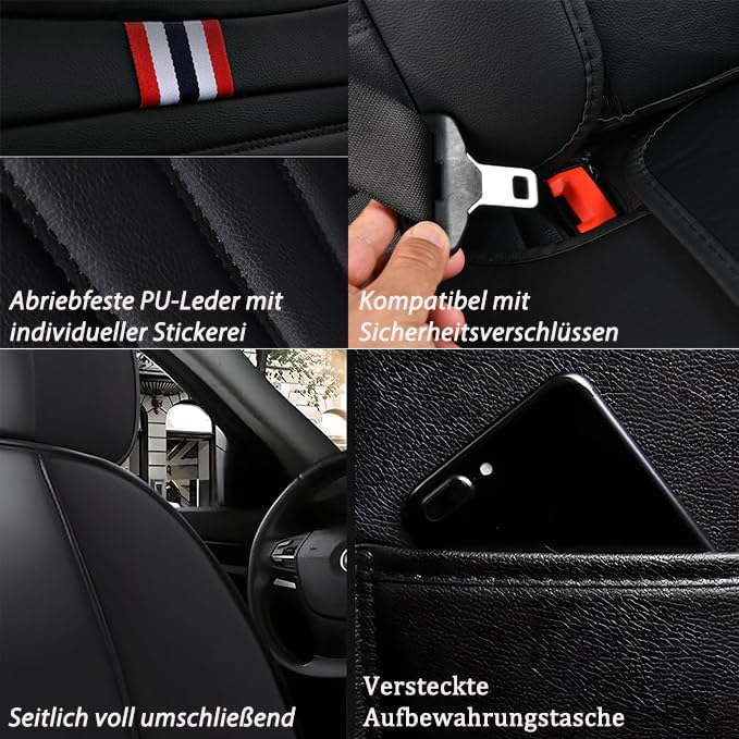 Universal-Autositzbezüge bieten Ihnen Luxus und Komfort auf der Strasse - Kunstleder, atmungsaktiv u