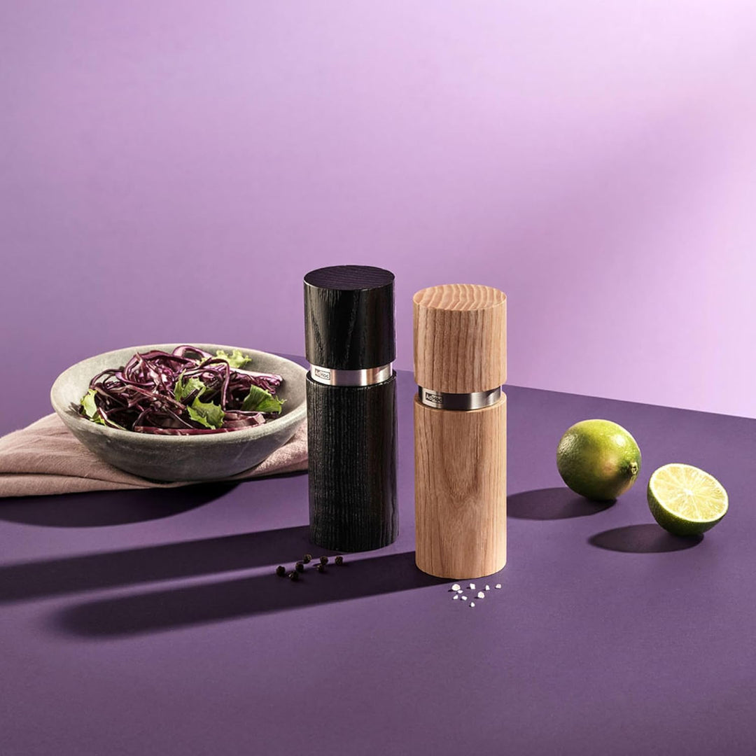 AdHoc MP47 Set Pfeffermühle und Salzmühle TEXTURA GRANDE, Keramik Mahlwerk CeraCut®, Eschenholz/Edel
