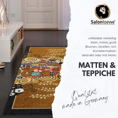Salonloewe Fussmatte waschbar Alpenglück Herzen 60x180 cm Wohn-Teppich Flur-Läufer grau-beige Landha