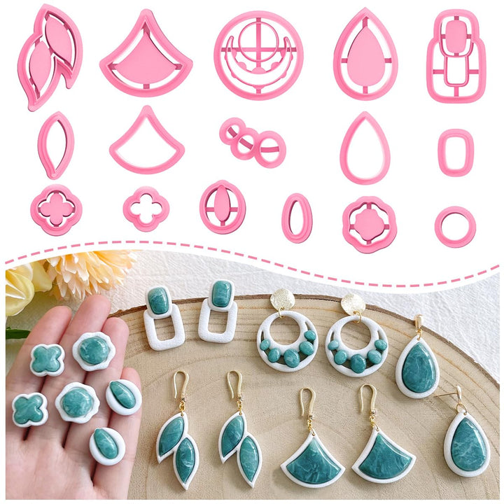 Keoker Embedded Clay Cutters - Polymer Clay Jewelry Making Tools, Earring Cutters Weiss, Weiss