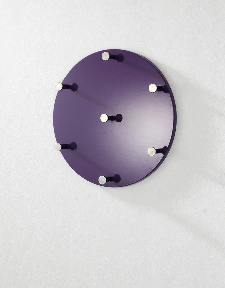 HAKU Möbel Wandgarderobe brombeer, Chrom, MDF, Metall - Masse: T 5 cm x Ø 35 cm, Style: Modern Bromb