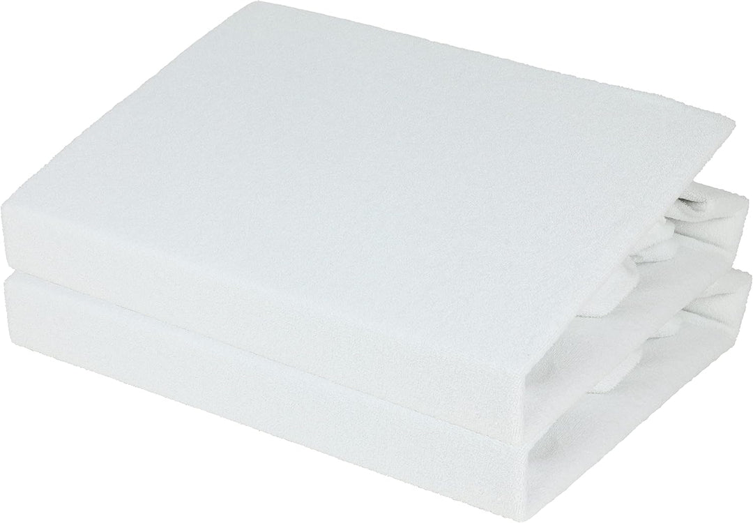Doppelpack Spannbettlaken 2X 90x200-100x200 cm, Frottee, Weiss, Weiß Doppelpack 90x200 - 100x20