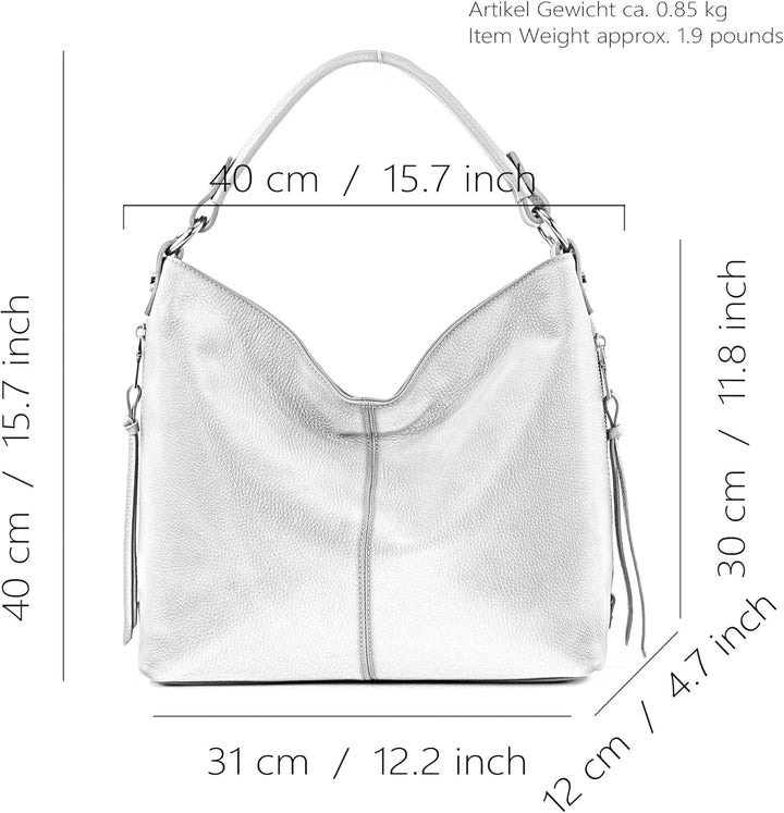 modamoda de Damen Schultertasche, Leder T160 Petrol2021, Petrol2021