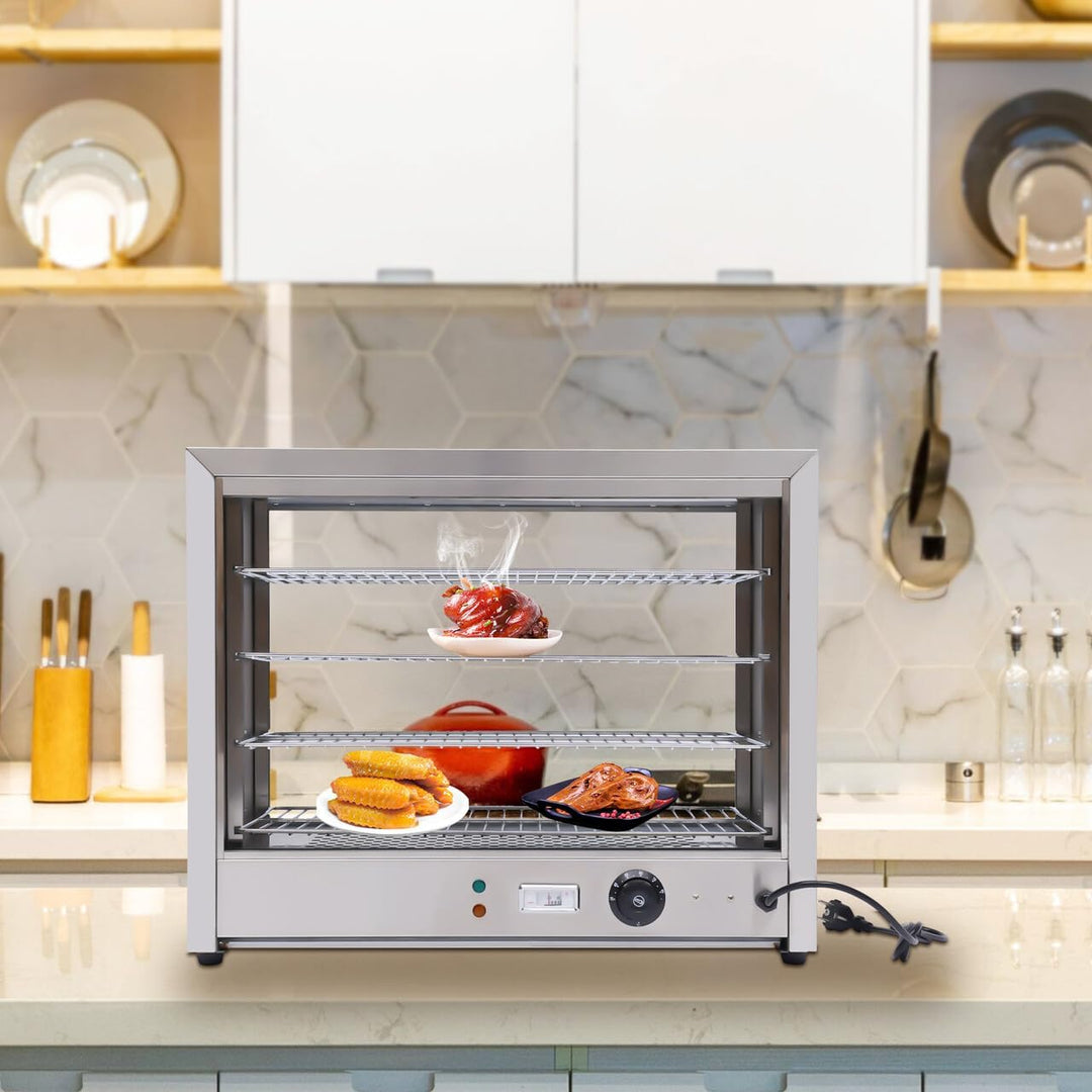 Warmhaltevitrine SpeisenwäRmer 4Etagen Warmhaltetheke Aufsatzvitrine SnackwäRmer Kommerzielles Heiss