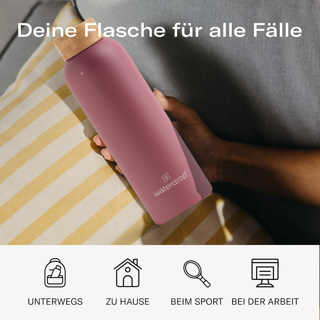 waterdrop® Edelstahl Trinkflasche 600ml - auslaufsichere Trinkflasche Kohlensäure geeignet & BPA fre