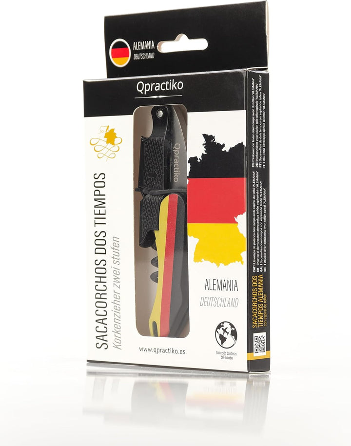 Zweitakt Korkenzieher, Wein- & Bieröffner | Edelstahl, ABS, Teflonspirale, Flagge Deutschland | Inte