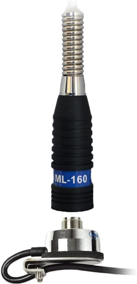 PNI ML160T941 Antenne CB von 145 cm Länge mit T941 Kabelhalter Silber/Schwarz