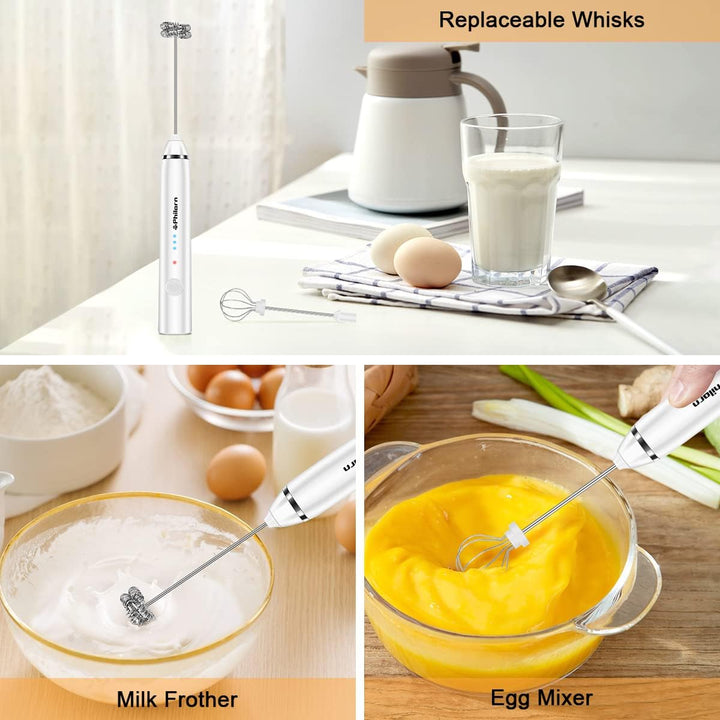 Philorn Milchaufschäumer Stab, Milchaufschäumer Elektrisch Stab Hand Held, 3-Gang USB-C Aufladbar Au