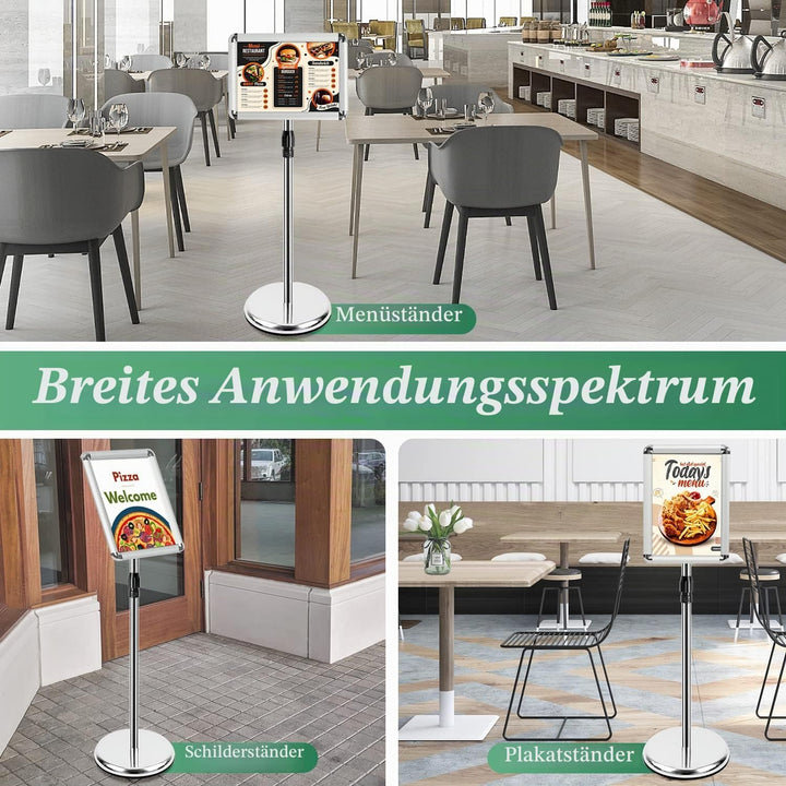 Mutualsign Infoständer A3 Aluminium Plakatständer Höhenverstellbar Posterständer Informationsständer