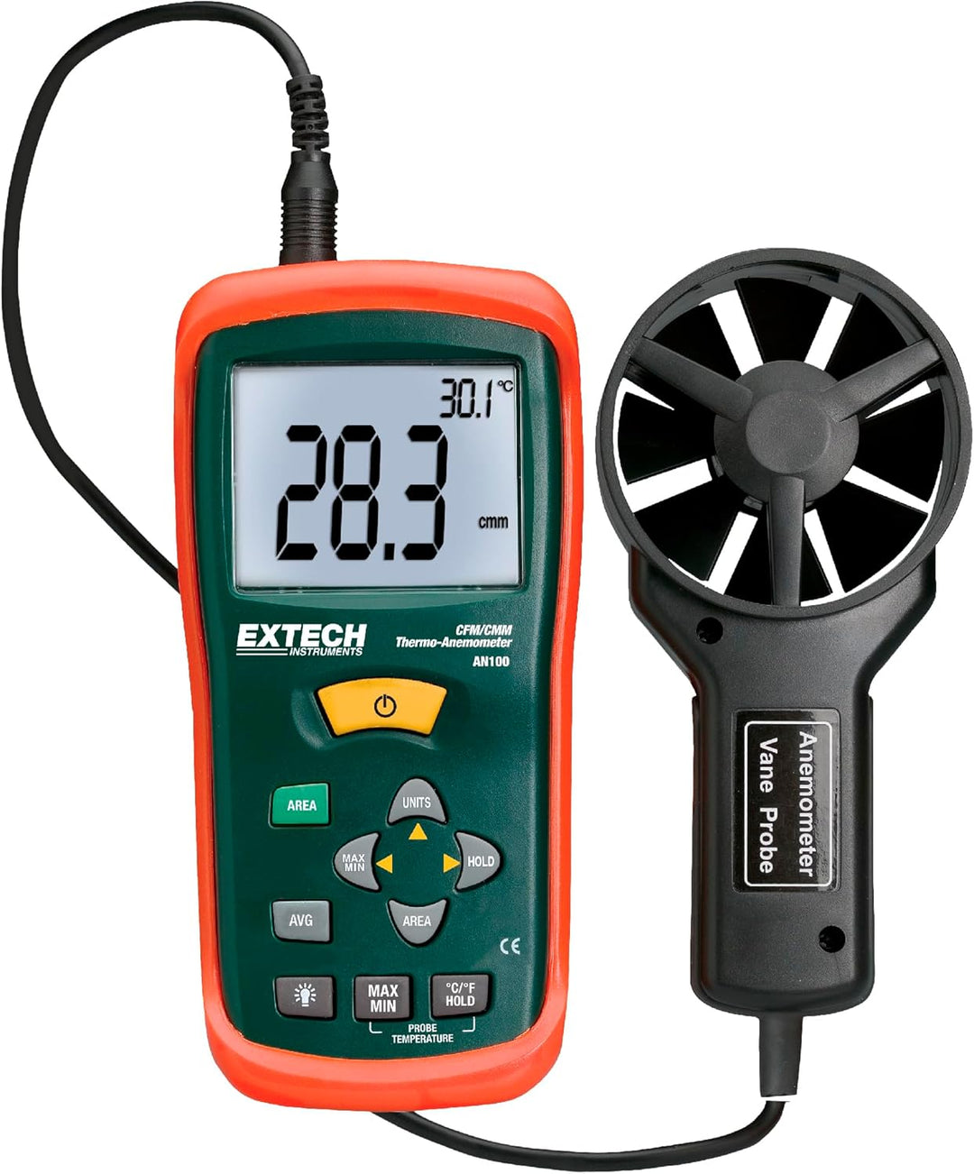 EXTECH CFM/CMM Mini-Thermo-Anemometer, 1 Stück, AN100