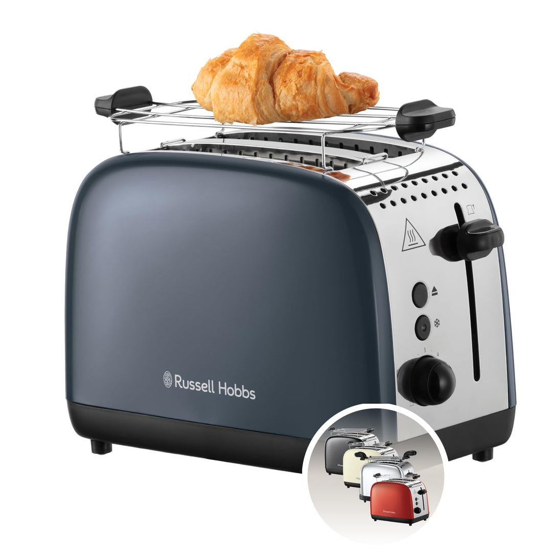 Russell Hobbs Toaster [für 2 Scheiben] Colours Plus Edelstahl Grau (extra breite Toastschlitze, inkl