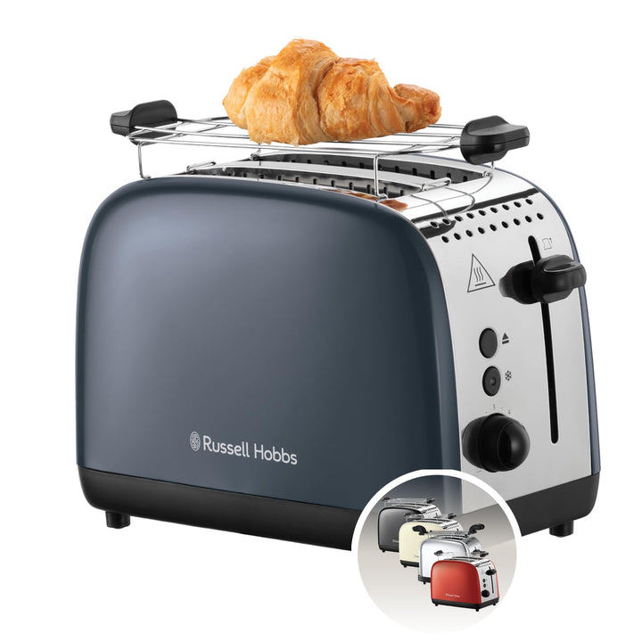 Russell Hobbs Toaster [für 2 Scheiben] Colours Plus Edelstahl Grau (extra breite Toastschlitze, inkl