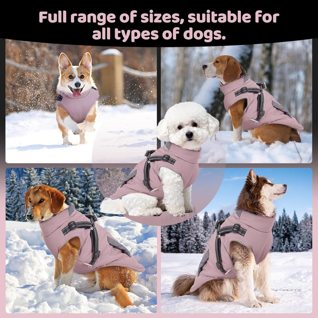ZoneYan Hundejacke Winterweste Jacken, Warme Reflektierend Hundemäntel mit Geschirr Wasserdicht, Hun